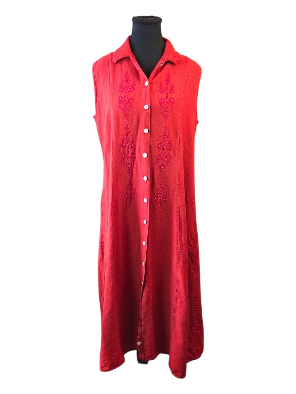 Jessica Sleeveless Button-Front Midi Dress in Rust Red Size 16 - Picture 2 of 6